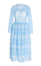 Costarellos Embroidered Tulle Tea Length Dress