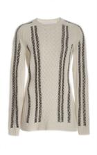 Sally Lapointe Embroidered Cable Knit Pullover