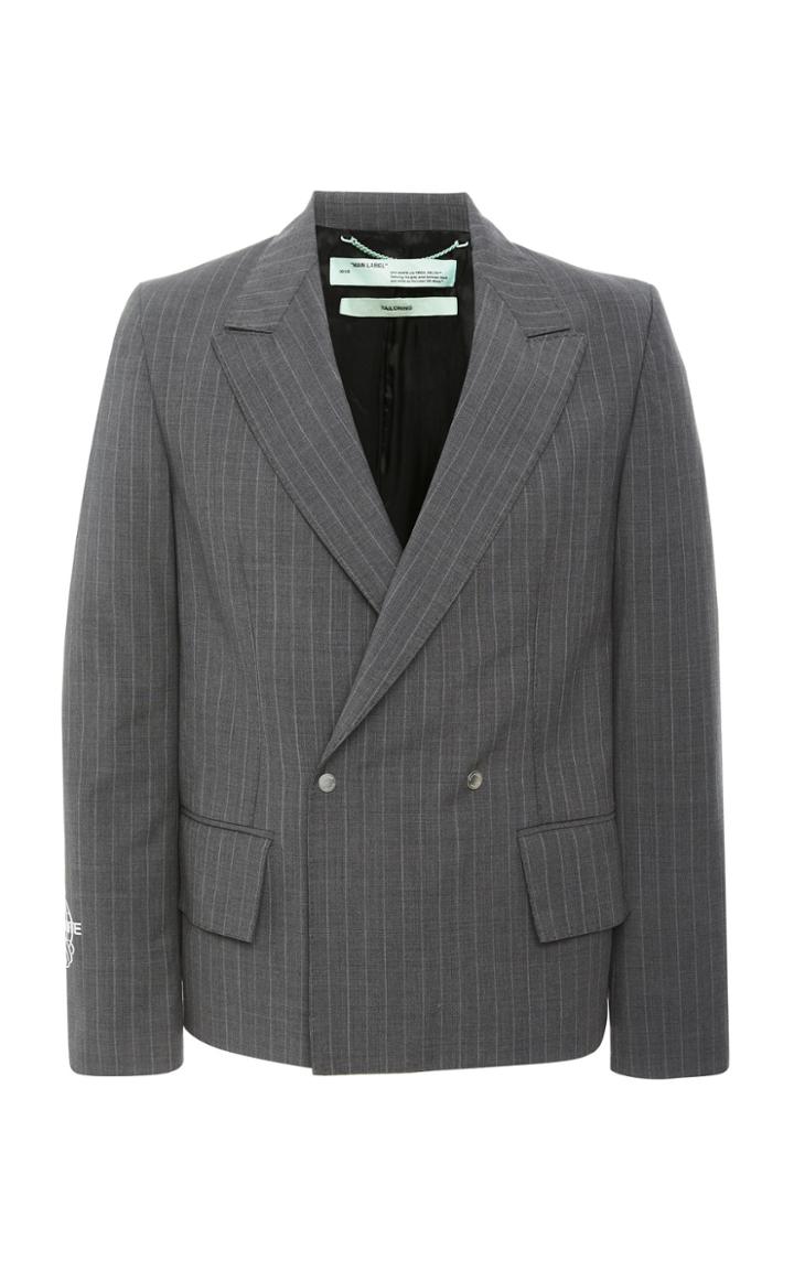 Off-white C/o Virgil Abloh Double-breasted Pinstripe Wool-crepe Blazer