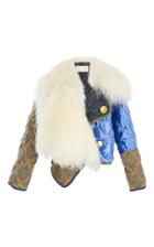 Peter Pilotto Velvet Quilted Cropped Shearling Jacket