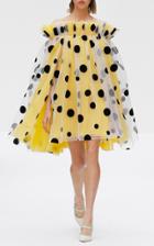 Moda Operandi Carolina Herrera Polka-dot Off-shoulder Chiffon Cape Dress Size: 0