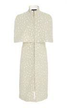 Brandon Maxwell Leopard Pearl Embroidered Cape Coat