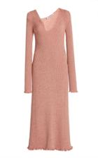 Jil Sander Asymmetric Neckline Ribbed Wool-blend Dress