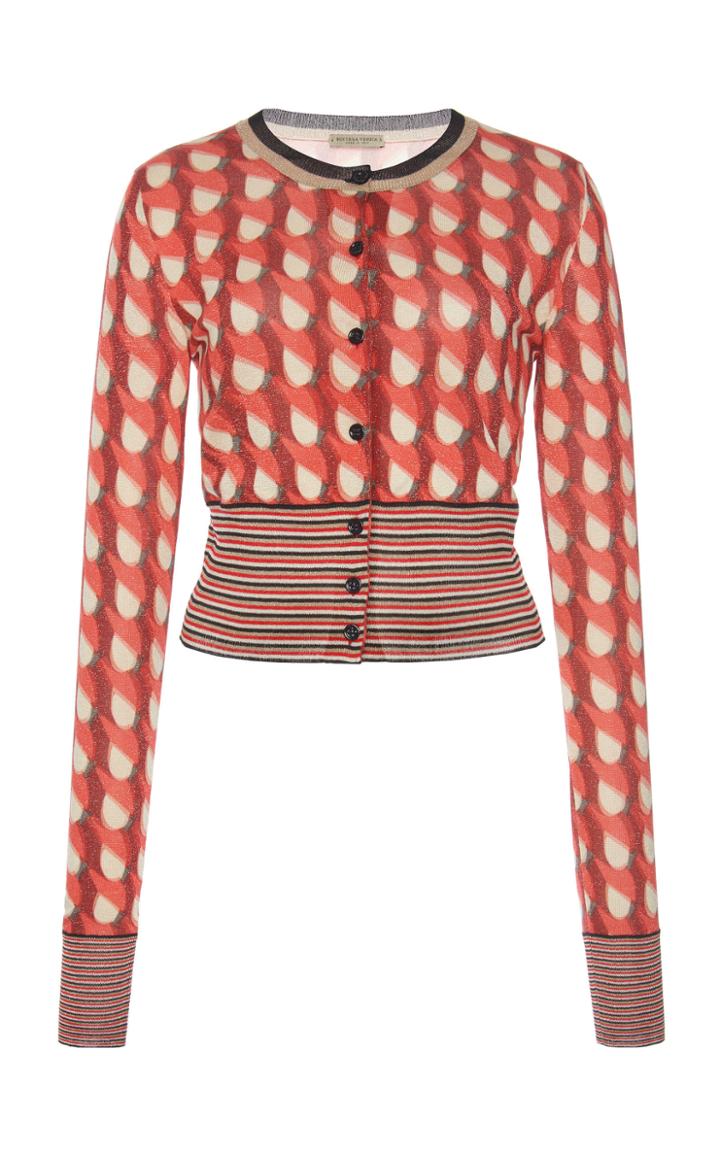 Bottega Veneta Lurex Knit Wallpaper Print Cardigan