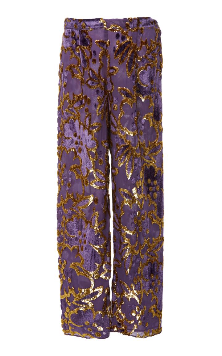Anna Sui Magic Moments Metallic Velvet Jacquard Pants