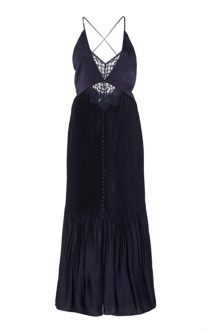 Moda Operandi Jonathan Simkhai Lace-accented Pleated Midi Dress Size: 0