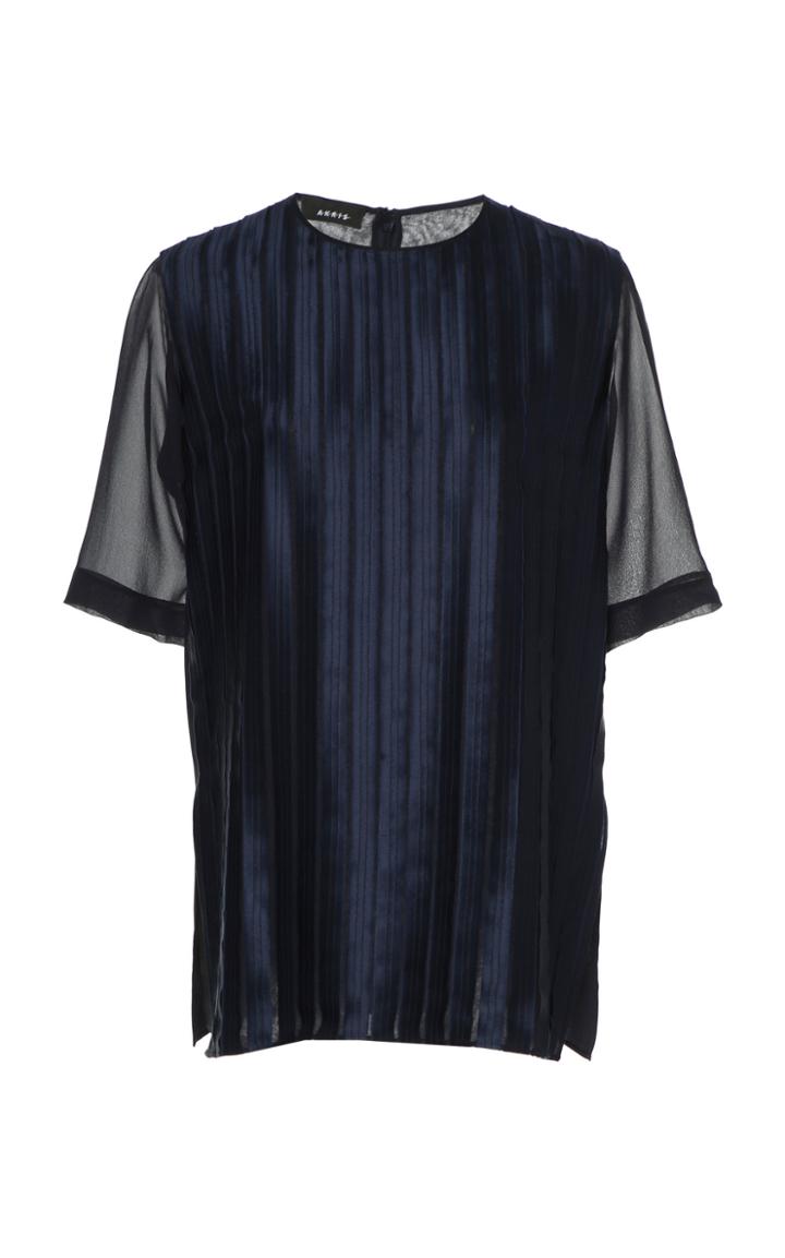 Akris Two-toned Silk Georgette Blouse