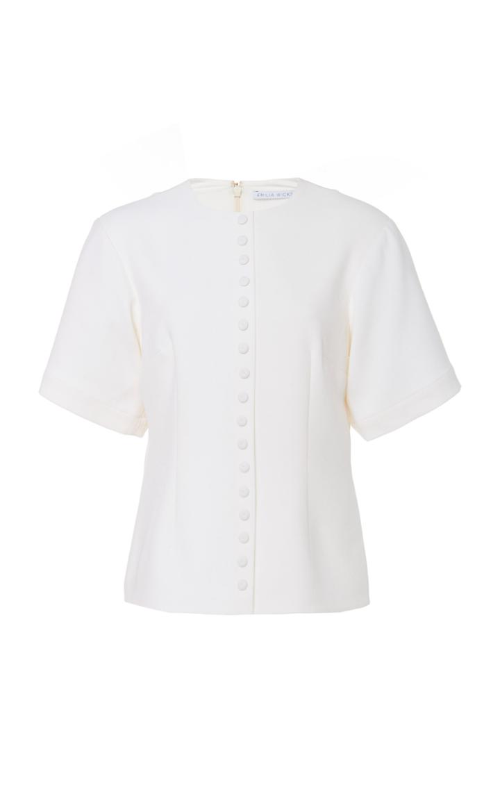 Emilia Wickstead Emiliyn Wool Crepe Button Front Top