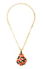 Moda Operandi Particulieres Onyx & Coral Abstract Pendant On An 18k Gold Geometric C