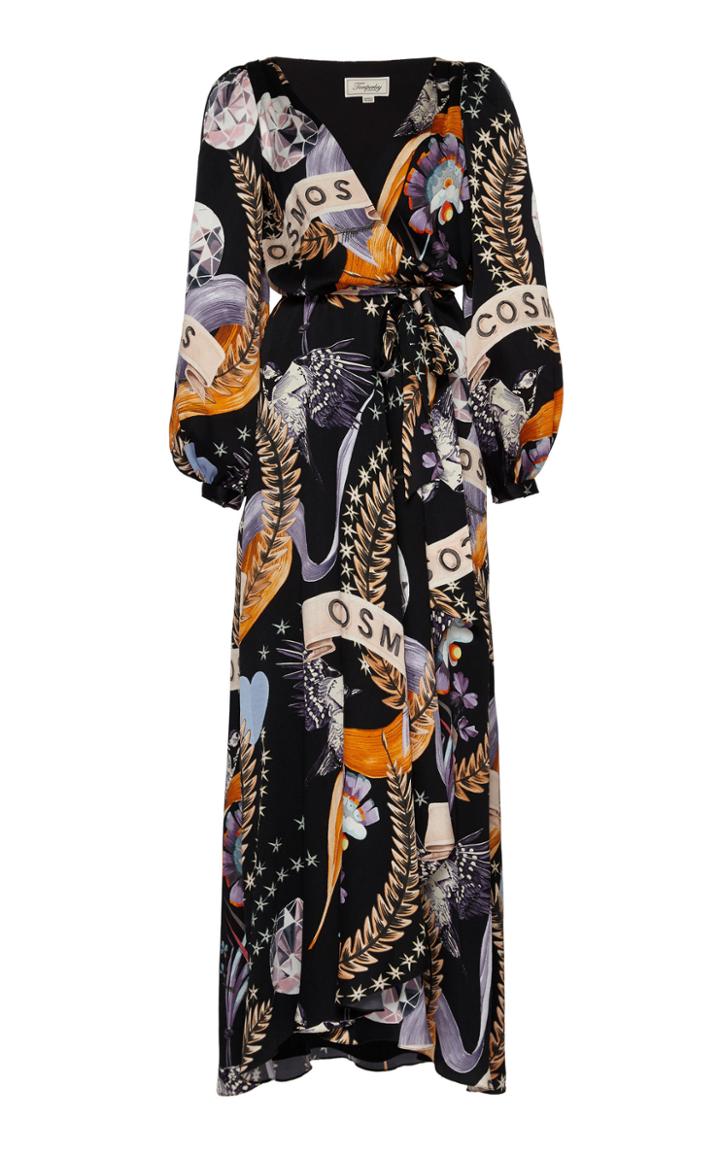 Temperley London Clementina Printed Wrap-effect Silk Dress