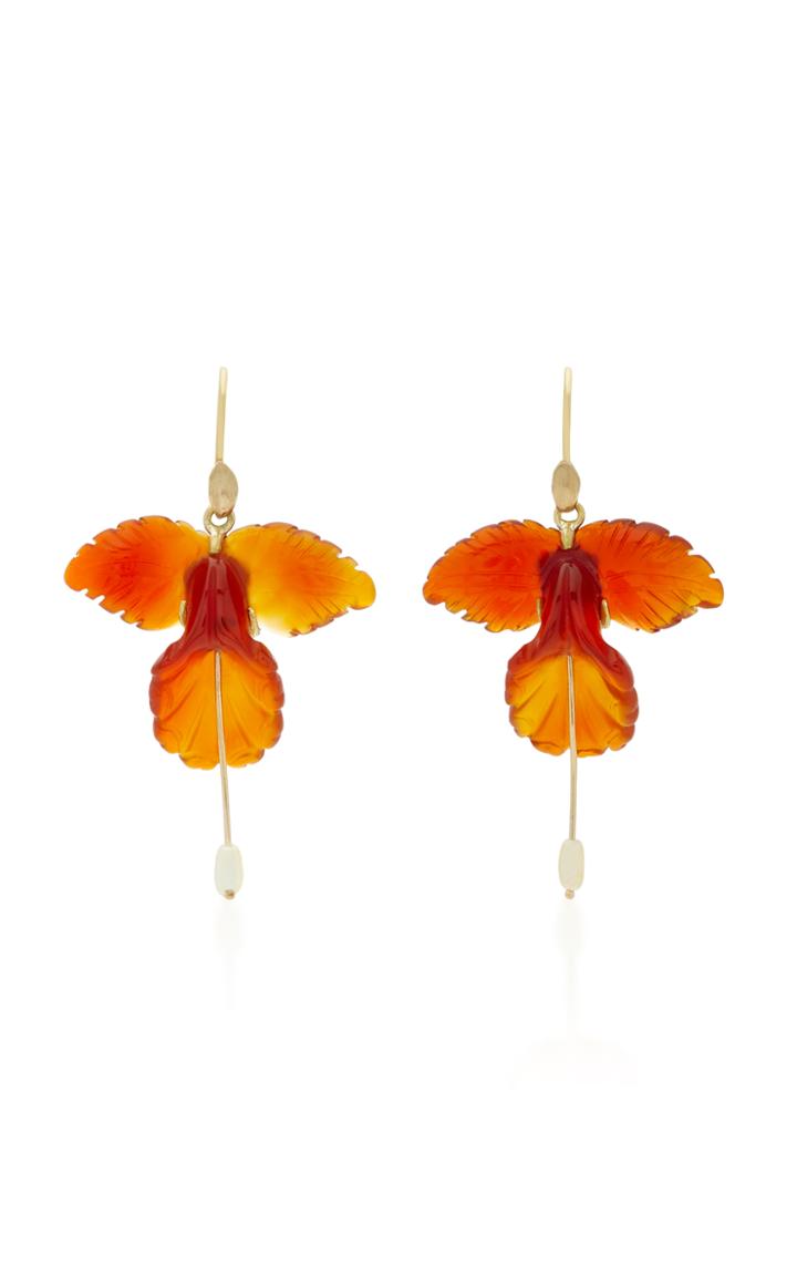 Annette Ferdinandsen Fancy Orchid 18k Carnelian And Pearl Earrings