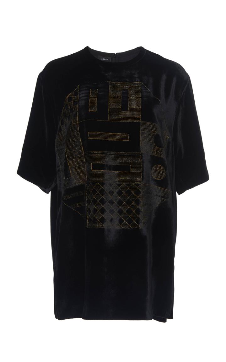 Akris Embroidered Velvet Top