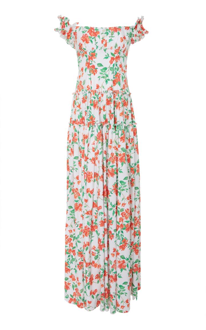 Caroline Constas Maria Bougainvillea Maxi Dress