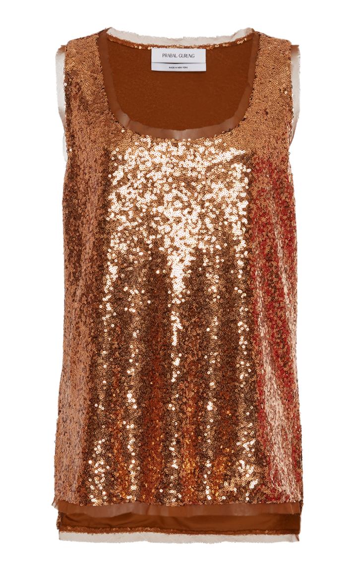 Prabal Gurung Scoop Neck Sequin Tank Top