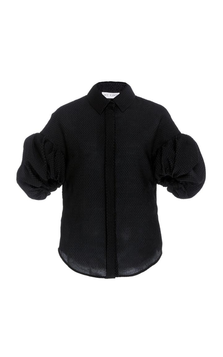 Dice Kayek Pique Balloon Sleeve Collared Shirt