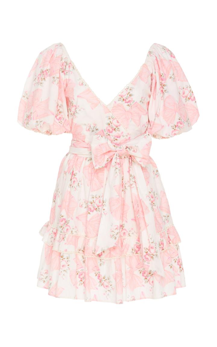 Moda Operandi Loveshackfancy Zelle Cotton Wrap Mini Dress Size: 00