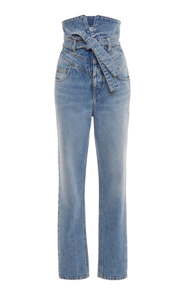 Moda Operandi Attico Belted High-waisted Straight-leg Jeans