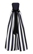 Monique Lhuillier Strapless Striped Satin Ball Gown