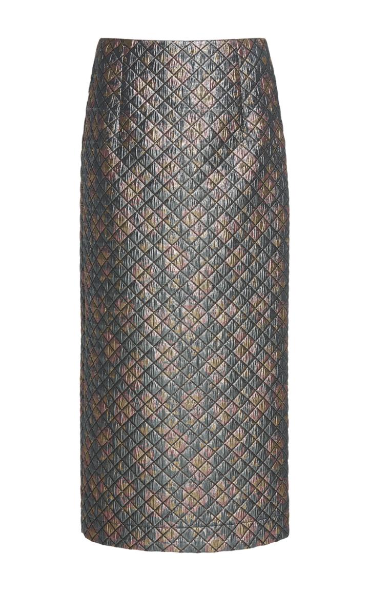 Isa Arfen Quilted Lurex Pencil Skirt