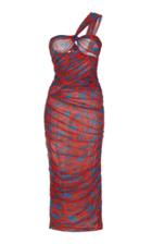 Versace One-shoulder Tulle Midi Dress