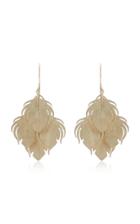 Annette Ferdinandsen Peacock Feather Clusters 14k Gold Drop Earrings