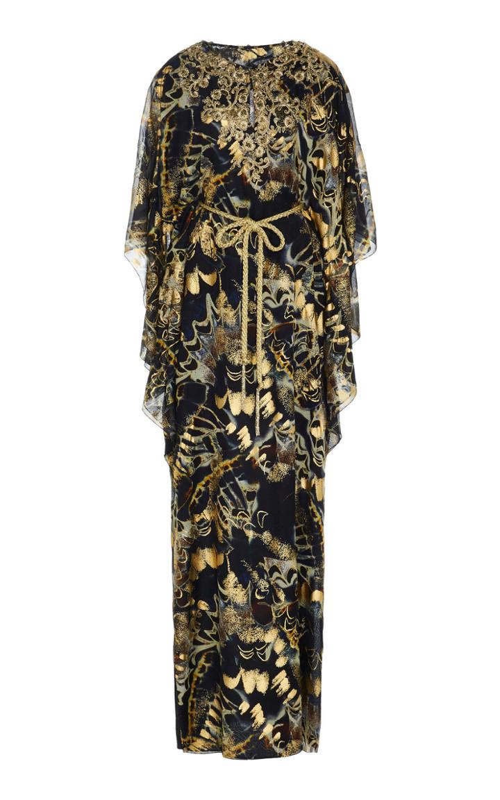 Marchesa Draped Sleeve Silk Organza Caftan