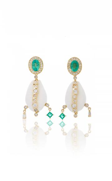 Aron & Hirsch Tumi Emerald Shell Earrings