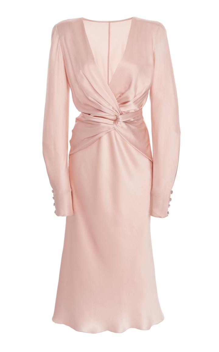 Alberta Ferretti Silk Deep V-neck Midi Dress