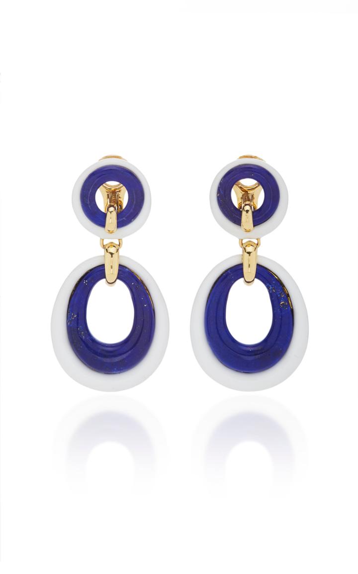 David Webb Lapis And Enamel Earrings