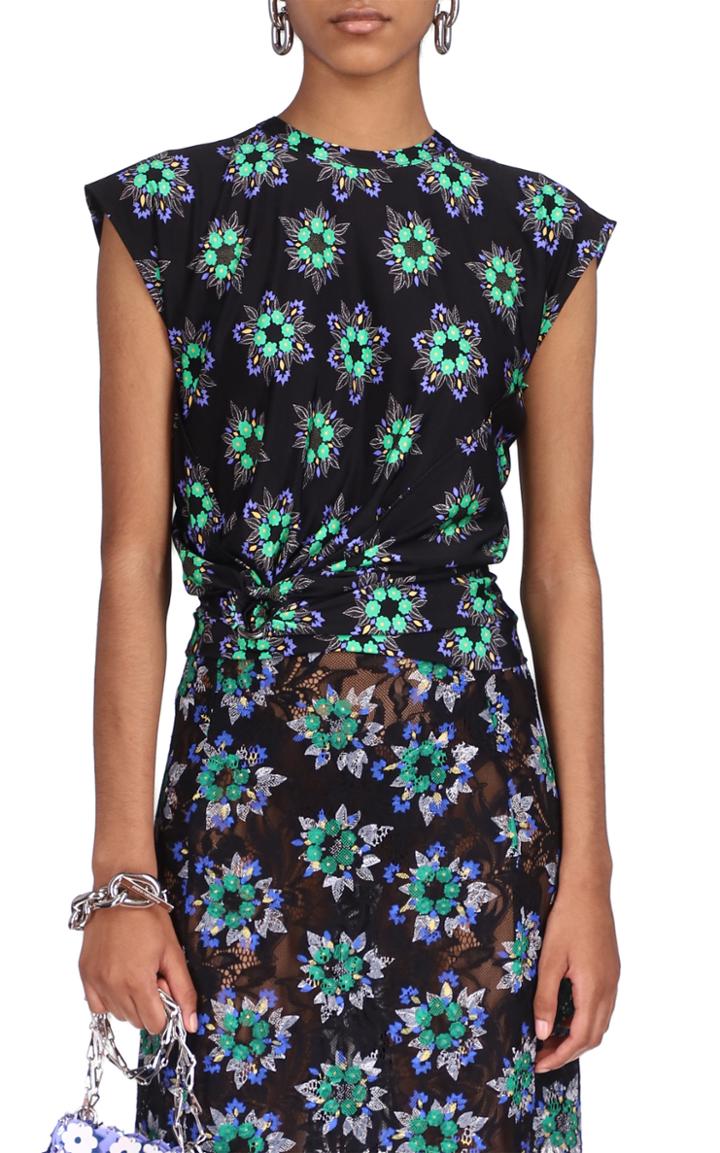 Moda Operandi Paco Rabanne Piercing-detailed Floral Stretch-jersey Top