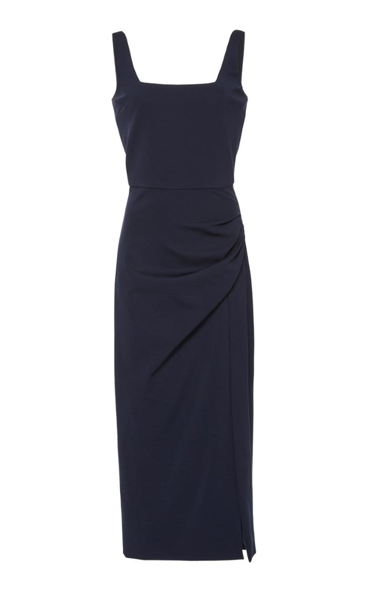 Cushnie Square Neck Thigh Slit Crepe Dress