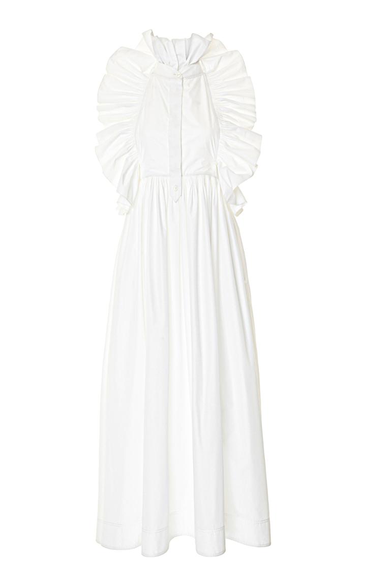 Moda Operandi Valentino Ruffled Neckline Cotton-blend Maxi Dress Size: 36