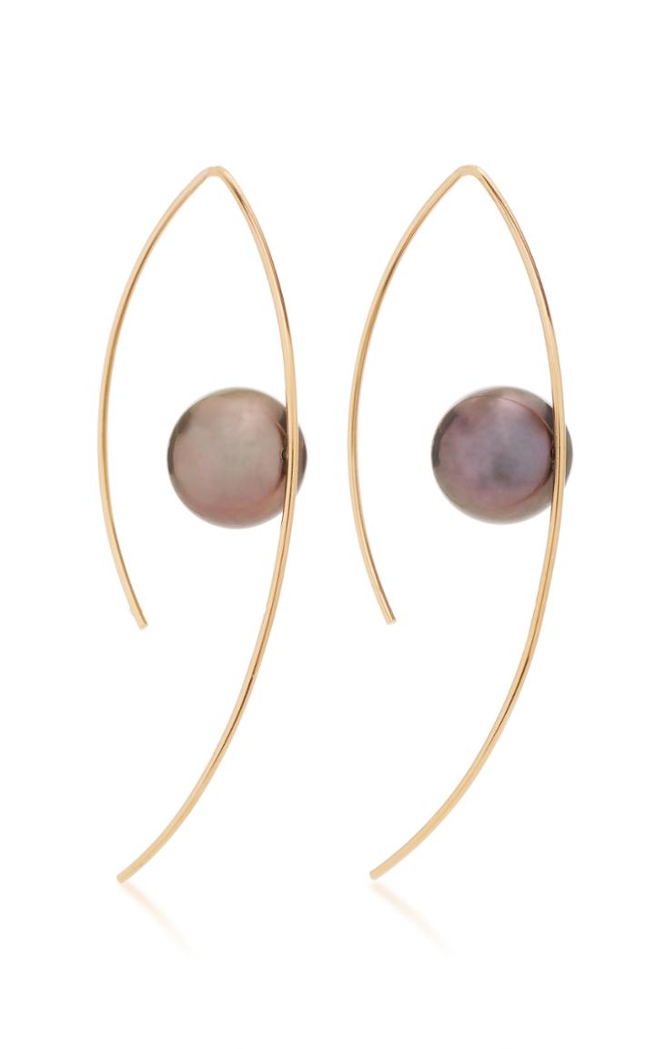 Mizuki 14k Floating Marquis Tahitian Pearl Hoop Earrings