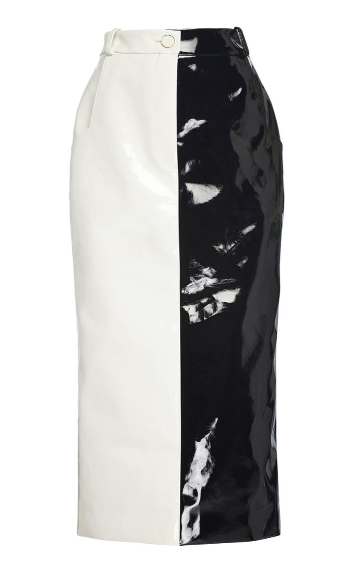Moda Operandi Rowen Rose Iconic Two-tone Vinyl Mid-rise Midi Skirt Size: 34
