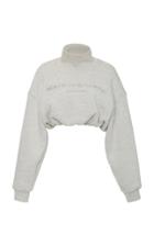 Alexander Wang Embroidered Cropped Cotton Mock-neck Sweatshirt