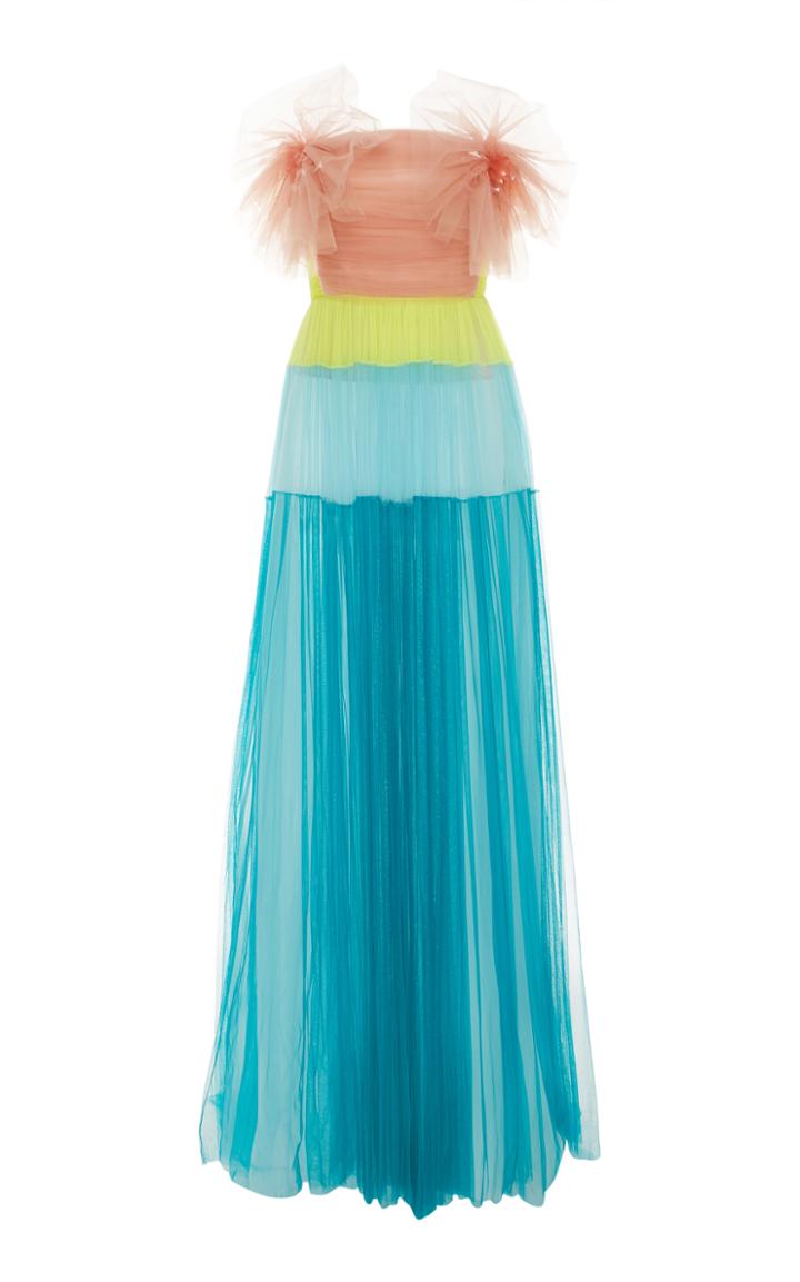 Delpozo Long Tulle Silk Gown