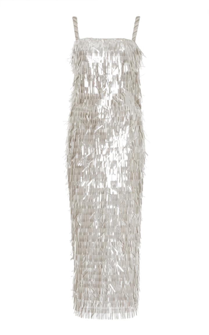 Sandra Mansour Ciel Electrique Sequined Midi Dress