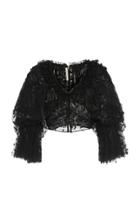 Rodarte Tulle Embroidered Floral Cropped Blouse
