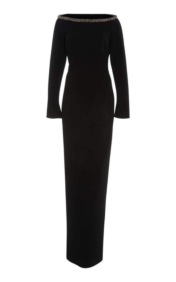 Rachel Gilbert Winona Open Shoulder Crepe Gown