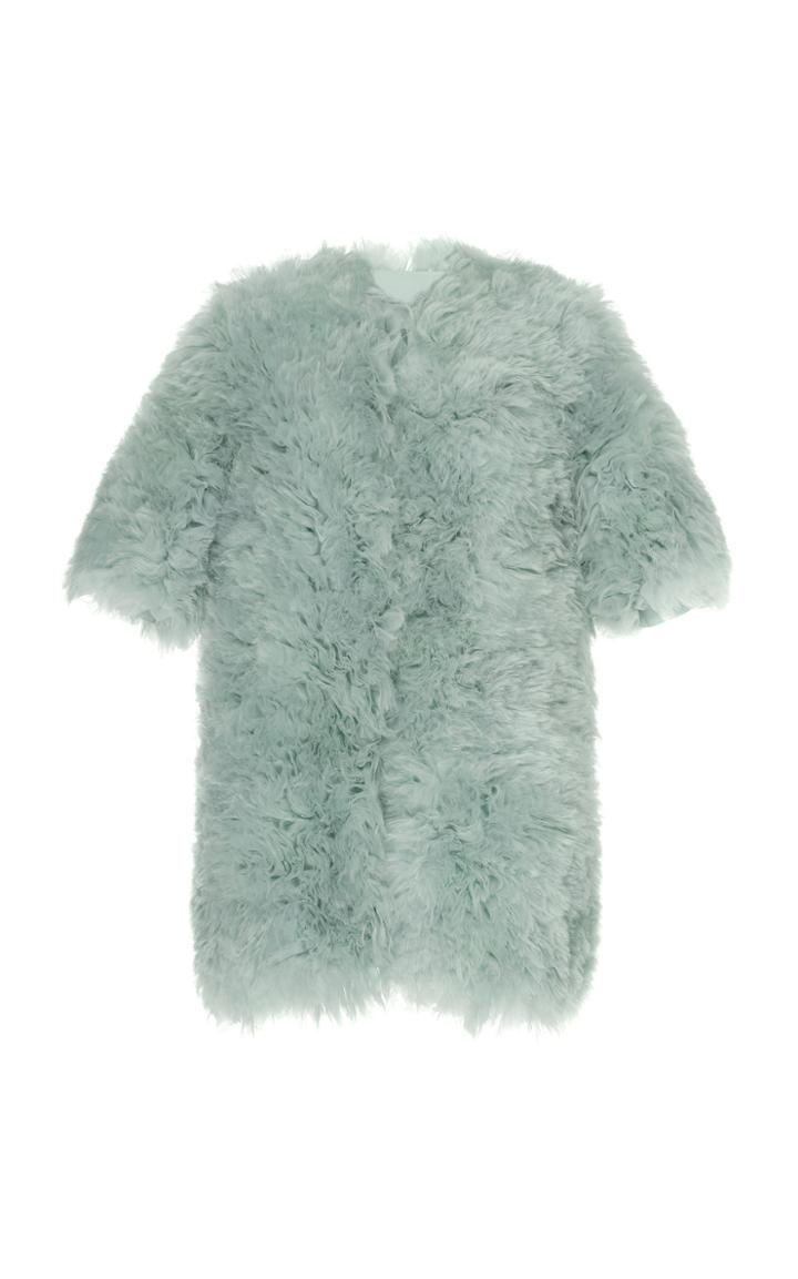 Moda Operandi Soonil Short Sleeve Mint Silk Fur Jacket Size: 0