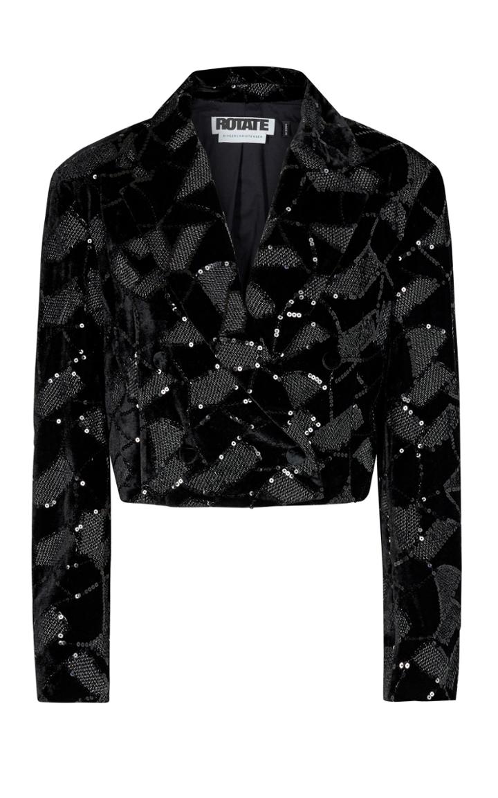 Moda Operandi Rotate Caroline Sequined Velvet-jacquard Cropped Blazer