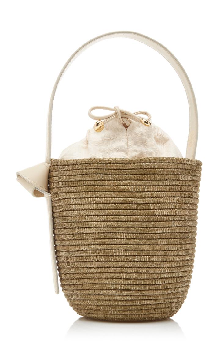 Cesta Collective Lunchpail Leather-trimmed Sisal Bucket Bag