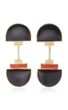 Ruth Grieco 18k Gold Onix Coral And Diamond Earrings