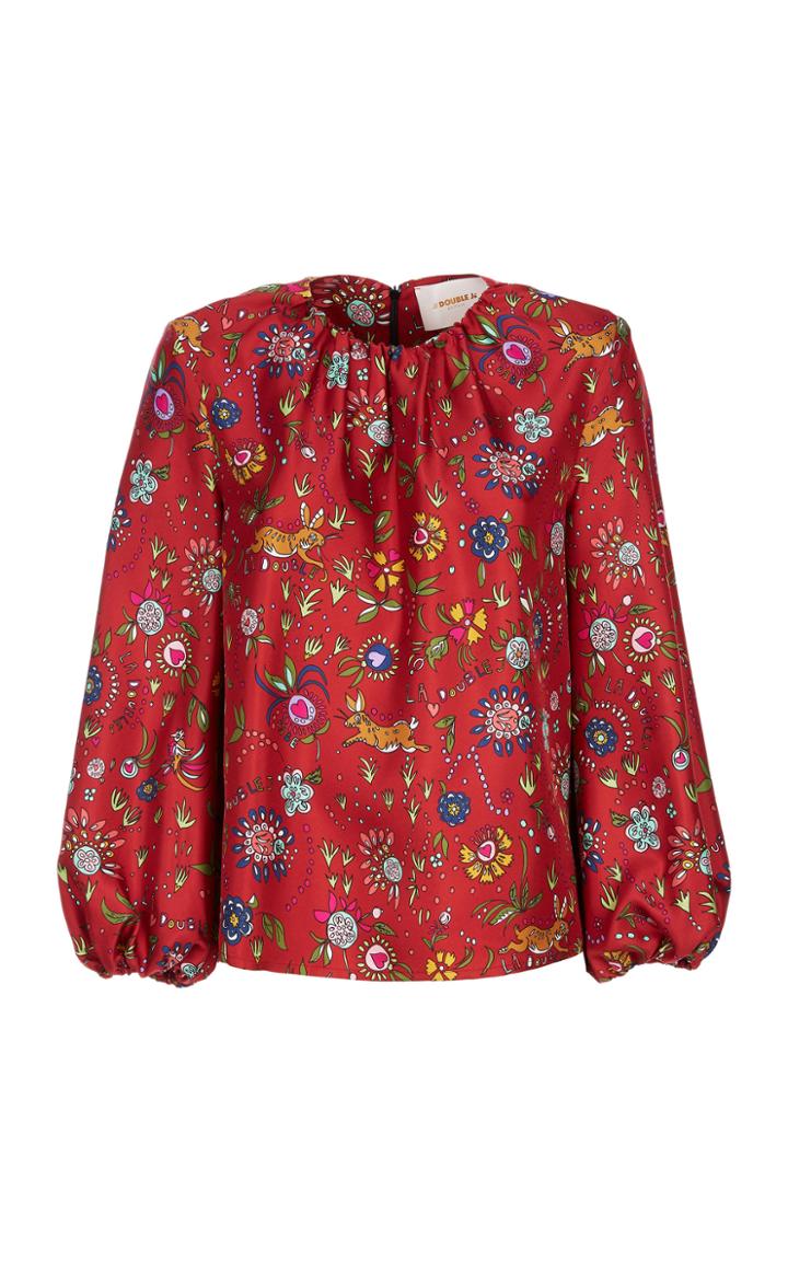 Moda Operandi La Doublej Charming Printed Silk Top