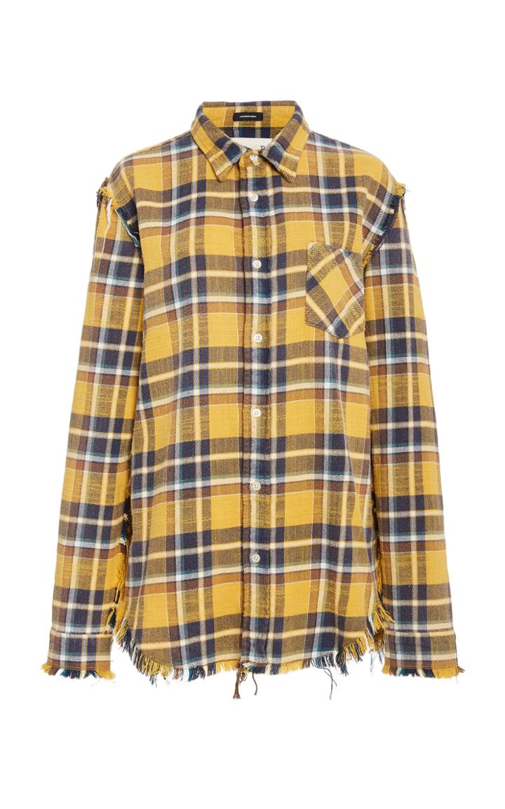 R13 Distressed Checked Cotton-flannel Shirt