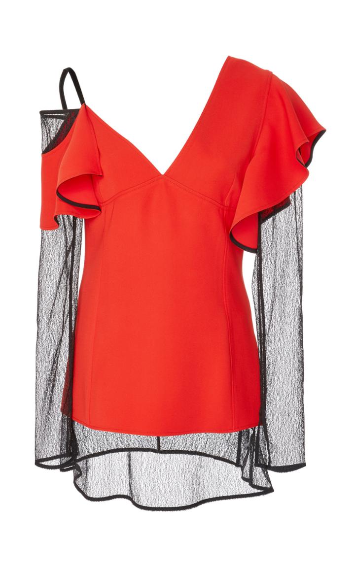 Adeam Open Sleeve Ruffle Top