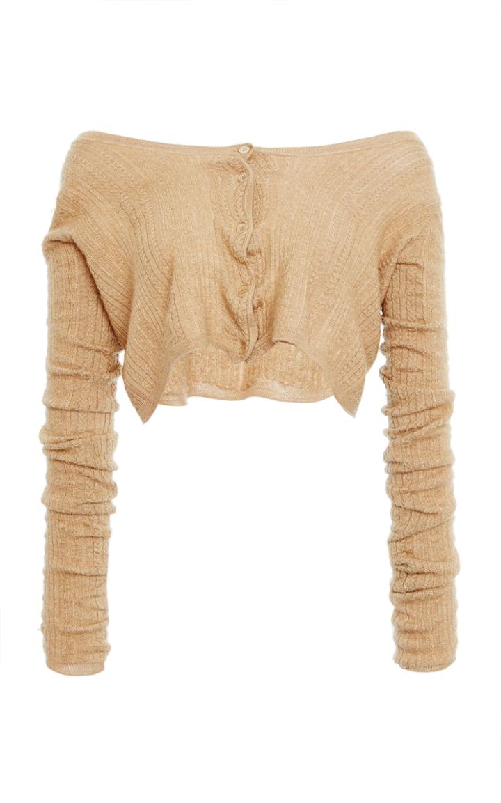 Moda Operandi Miu Miu Off-the-shoulder Ribbed-knit Top Size: 38