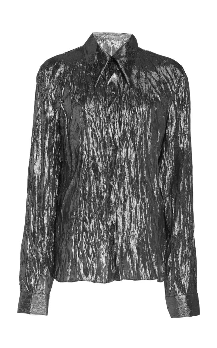 Michael Kors Collection Crinkled Collared Silk-blend Shirt