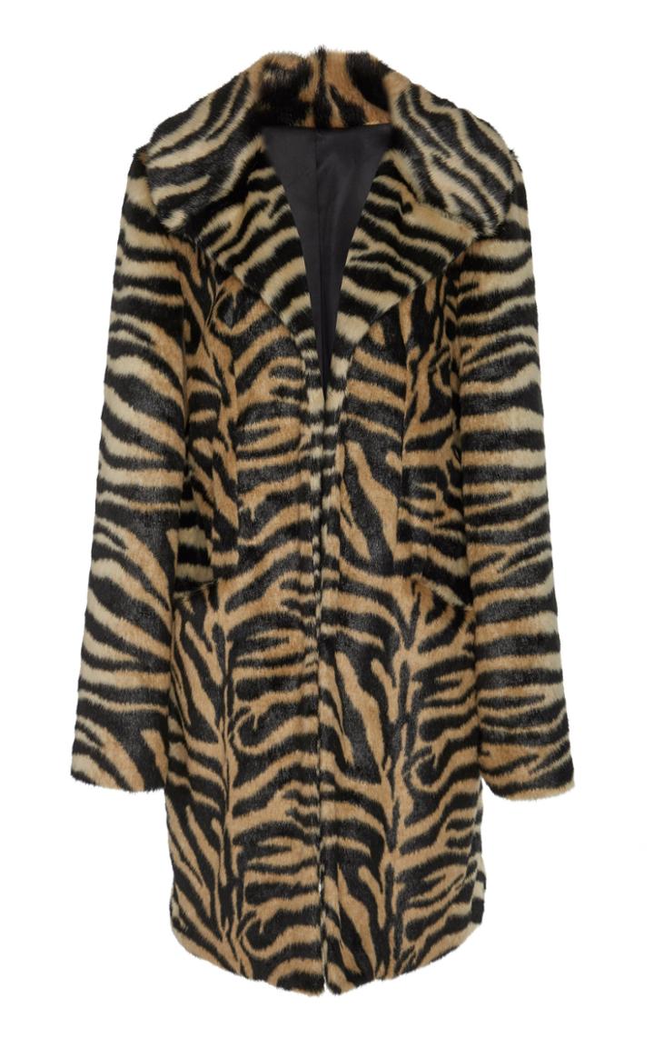 Anna Sui Faux Fur Zebra-print Coat