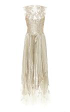 Oscar De La Renta Metallic Pleated Dress With Asymmetric Hem